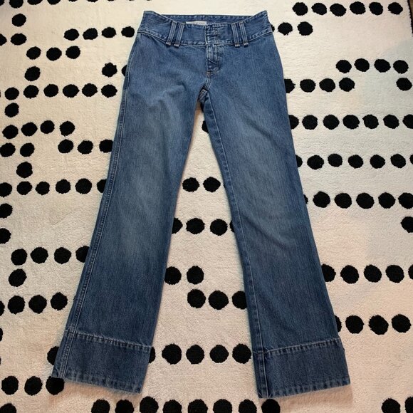 Vintage Y2K Gap Utility Jean Low Rise Faded Denim Wide Straight Leg - Picture 1 of 13